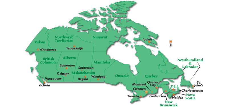 Map of Canada cities
